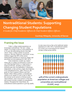 Nontraditional Students: Supporting Changing Student Populations
