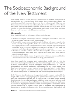 The Socioeconomic Background of the New Testament