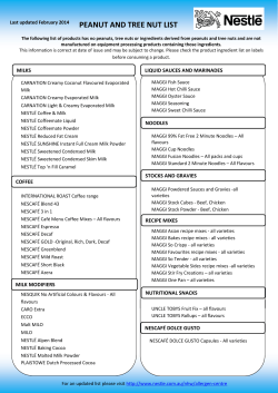 peanut and tree nut list