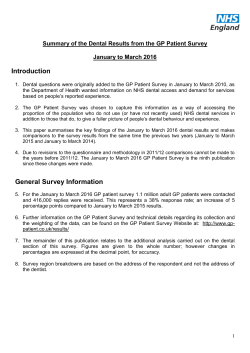 GP Patient Survey Dental Results Summary