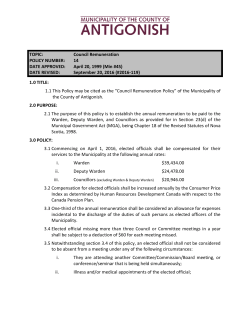 TOPIC: Council Remuneration POLICY NUMBER: 14 DATE