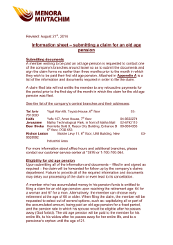 Information sheet &ndash; submitting a claim for an old age pension