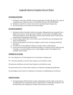 Legends Sports Complex Soccer Rules
