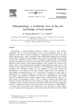 Ethnopedology: a worldwide view on the soil knowledge of local