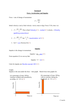 Newton II Force, Acceleration, and Impulse Force = rate of change of