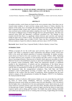 A SOCIOLOGICAL STUDY OF SPORT AND SOCIAL CLASSES (A