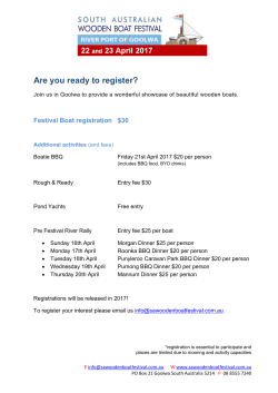 Are you ready to register? - South Australian Wooden Boat Festival