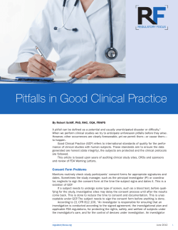 Pitfalls in Good Clinical Practice - Regulatory Affairs Professionals