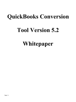 QuickBooks Conversion Tool Version 5.2 Whitepaper