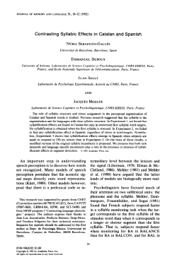 Contrasting Syllabic Effects in Catalan and Spanish