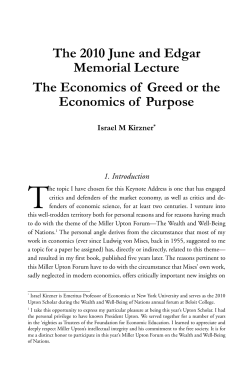 The Economics of Greed or the Economics of Purpose