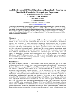 An Effective Use Of ICT For Education And Learning By