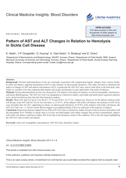 Clinical Medicine Insights: Blood Disorders pattern of AsT and ALT