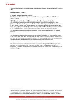 The Nomination Committee`s proposal, to be decided upon