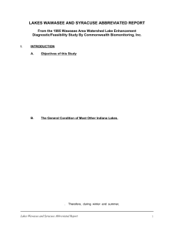lakes wawasee and syracuse abbreviated report