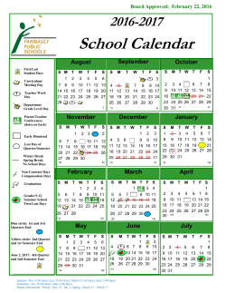 2017 School Calendar - Faribault Public Schools