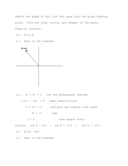 Sketch the graph of the line that goes thru the given terminal point