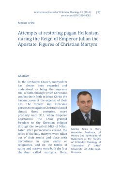 Attempts at restoring pagan Hellenism during the Reign of Emperor
