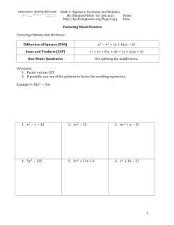 Factoring Solving Mixed Practice