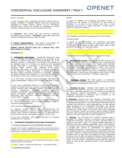 confidential disclosure agreement (&ldquo;nda&rdquo;)