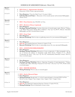 SCHEDULE OF ASSIGNMENTS (Revised &ndash; Weeks 9