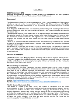 FACT SHEET MEDITERRANEAN HOPE Background The