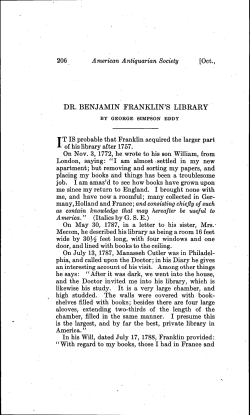 dr. benjamin franklin`s library