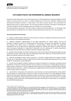 ETH Zurich`s policy on laboratory animal research