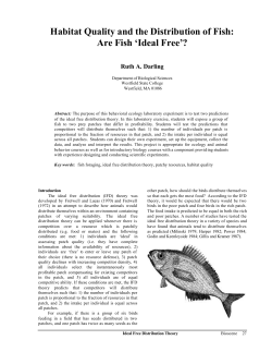 Habitat Quality and the Distribution of Fish: Are Fish `Ideal Free`?