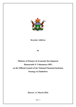 Hon. P. Chinamasa`s Speech on Launch of National Financial