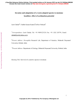 Invasion and adaptation of a warm adapted species to montane