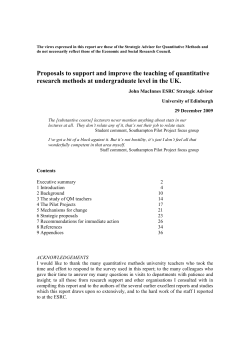 Proposals to support and improve the teaching of quantitative