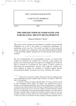 THE IMPLIED TERM OF GOOD FAITH AND FAIR DEALING