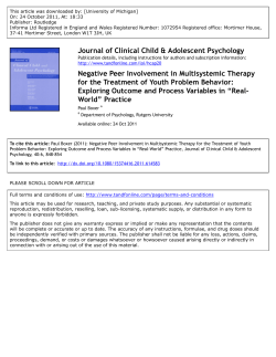 Negative Peer Involvement in Multisystemic Therapy for the