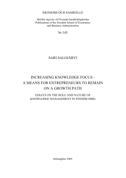 increasing knowledge focus - a means for entrepreneurs to
