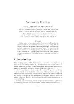 Non-Looping Rewriting 1 Introduction