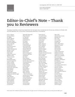 Editor-in-Chief`s Note &ndash; Thank you to Reviewers