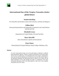International Day of the Tropics: Towards a better