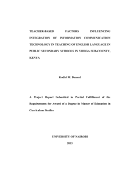 Kadiri , Benard M_ Teacher-based factors influencing integration of