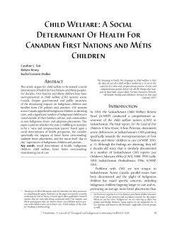 Child Welfare: A Social Determinant Of Health For Canadian First