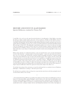 history and event in alain badiou - parrhesia :: a journal of critical
