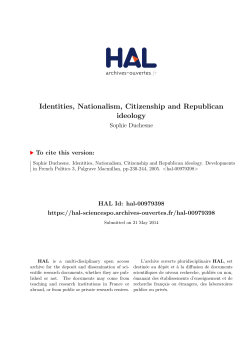 Identities, Nationalism, Citizenship and Republican - Hal-SHS