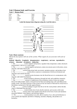 Unit 2 Human body and Exercise