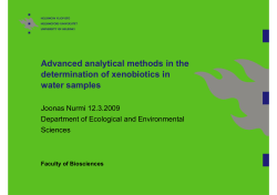 Chemicalisation, advanced analytical methods of determining