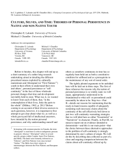 Culture, Selves, and Time: Theories of Personal Persistence in