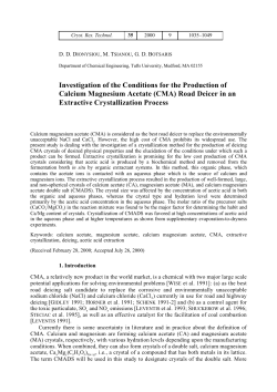 (CMA) Road Deicer in an Extractive Crystallizati