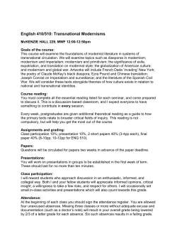 English 410/510: Transnational Modernisms