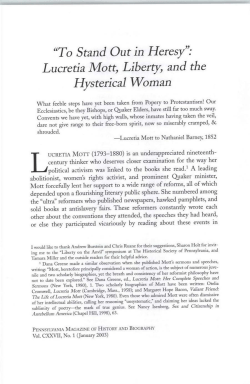 "To Stand Out in Heresy": Lucretia Mott, Liberty, and the Hysterical