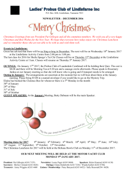 NEWSLETTER &ndash; DECEMBER 2016 Christmas Greetings