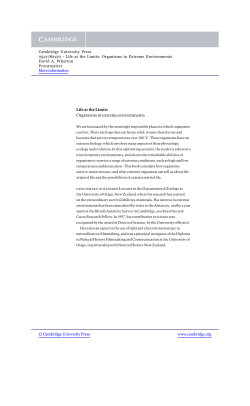 Life at the Limits Organisms in extreme environments